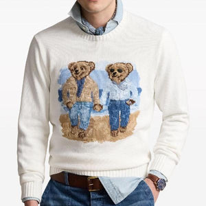 Premium Men White Bear Knitted Sweater