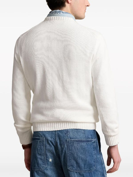 Premium Men White Bear Knitted Sweater