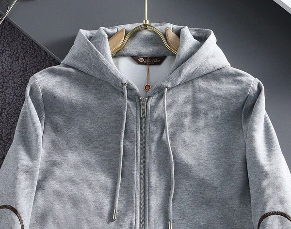 Panelled Zip-Front Hoodie For Men