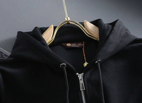 Panelled Zip-Front Hoodie For Men