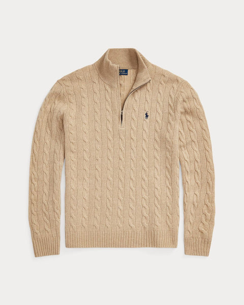 Cable-Knit Cotton Quarter-Zip Pullover