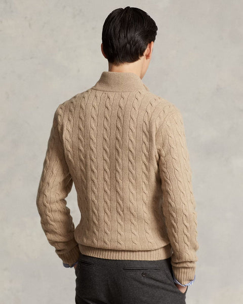 Cable-Knit Cotton Quarter-Zip Pullover