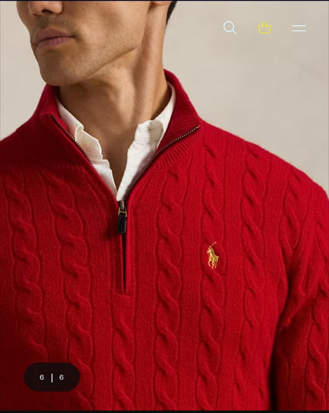 Cable-Knit Cotton Quarter-Zip Pullover