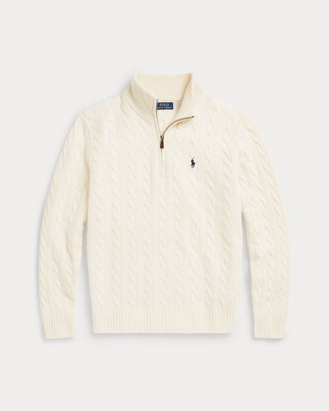 Cable-Knit Cotton Quarter-Zip Pullover