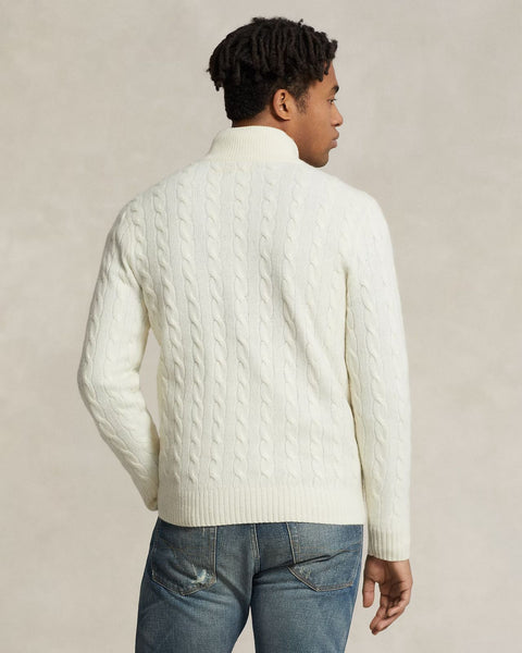 Cable-Knit Cotton Quarter-Zip Pullover