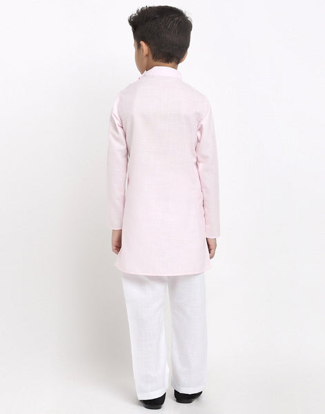 Linen Designer Kurta Pajama Set For Boys/Kids By Luxury at Less|Pink| Kurta Pajama Set