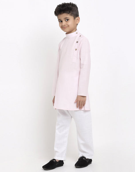 Linen Designer Kurta Pajama Set For Boys/Kids By Luxury at Less|Pink| Kurta Pajama Set