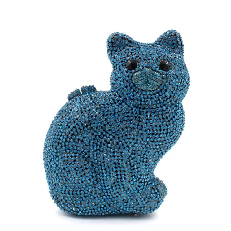 Cute 3D Cat Shape Crystal Evening Clutch Bag