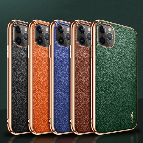 Premium Leather Streamer Plating Case for iPhone & Samsung