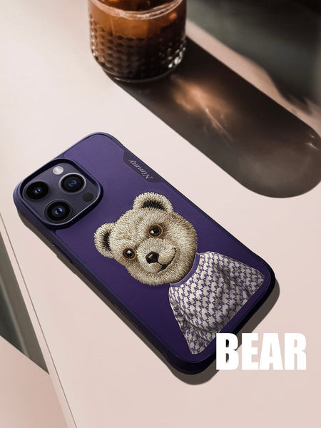 NIMMY 3D Embroidered Cute Pet Series Leather Case for iPhone 13 / 14 Series