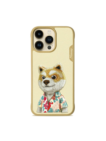 NIMMY 3D Embroidered Cute Pet Series Leather Case for iPhone 13 / 14 Series