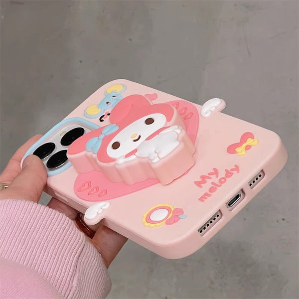 3D Cute Cartoon Silicone Back Case for iPhone 13,14,15 Series