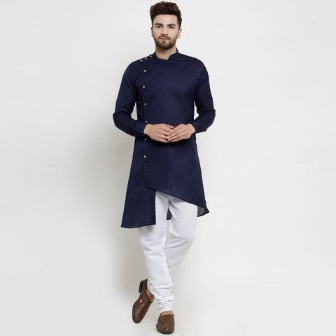 blue linen kurta pajama