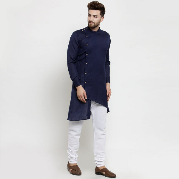 blue linen kurta pajama