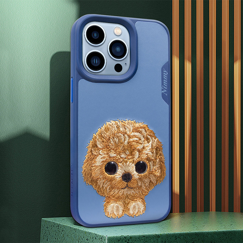 Nimmy 3D Embroided Puppy Back Case Cover for Apple iPhone - Blue