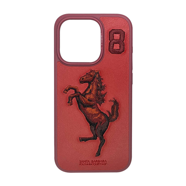 Santa Barbara Boris Series Embroided Horse Leather Case for iPhone 15 Series