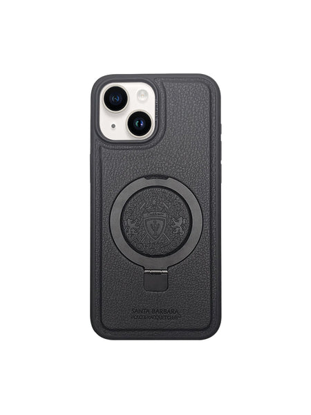 Santa Barbara Primo Series Magnetic Ring Kickstand Leather Case for iPhone 15 Series