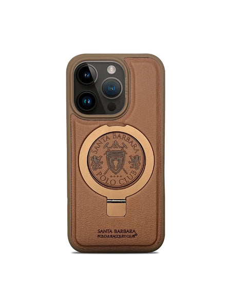 Santa Barbara Primo Series Magnetic Ring Kickstand Leather Case for iPhone 15 Series