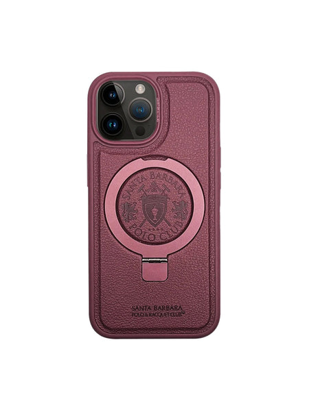 Santa Barbara Primo Series Magnetic Ring Kickstand Leather Case for iPhone 15 Series