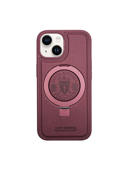 Santa Barbara Primo Series Magnetic Ring Kickstand Leather Case for iPhone 15 Series