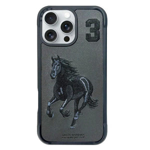 Santa Barbara Boris Series Embroided Horse Leather Case for iPhone 16 Series