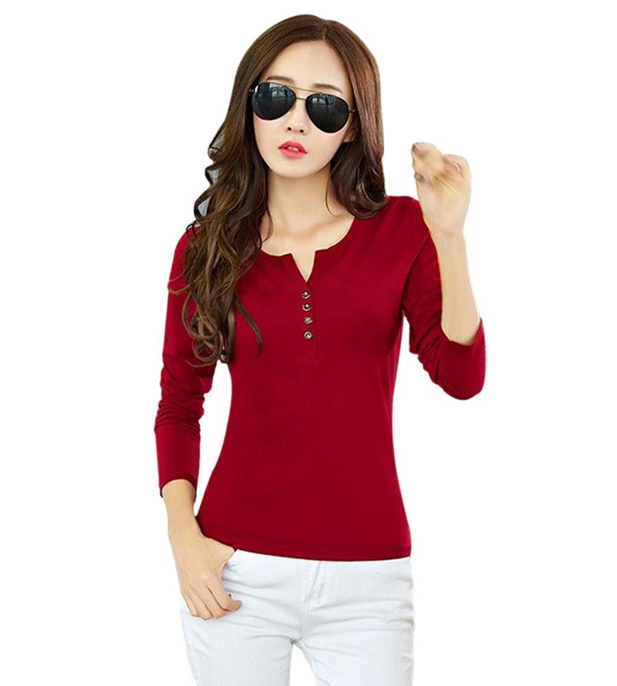 Red Casual Full Sleeves top For women