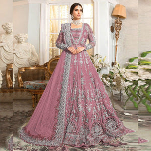 Pakstani Mirror Work Semi-Stitched Gown With Embroided Dupatta for Party Wear