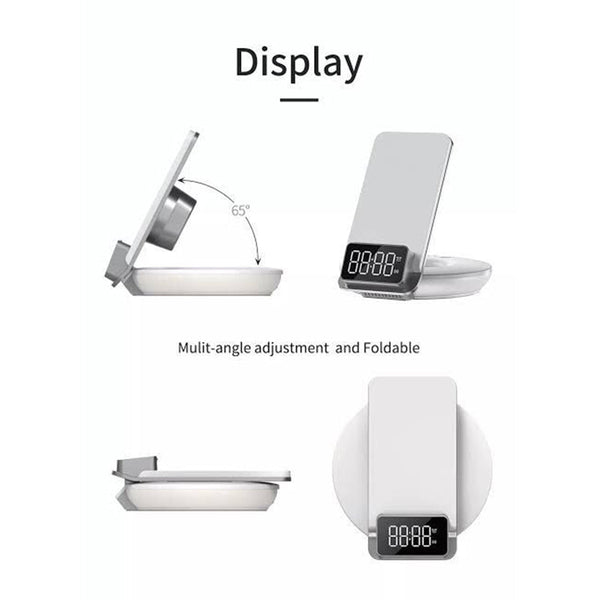 4 in 1 Wireless Fast Charger with Time Clock and Backlight