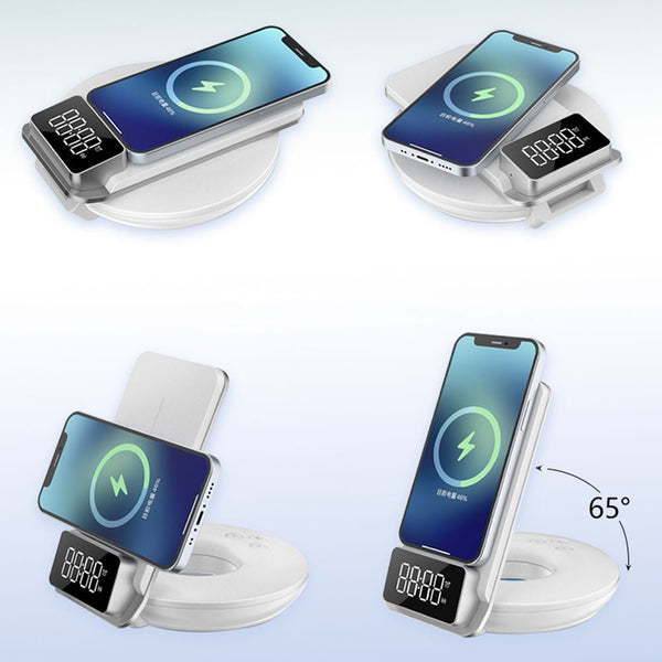 4 in 1 Wireless Fast Charger with Time Clock and Backlight