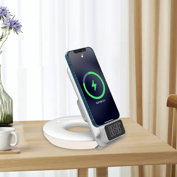 4 in 1 Wireless Fast Charger with Time Clock and Backlight