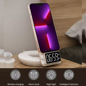 4 in 1 Wireless Fast Charger with Time Clock and Backlight