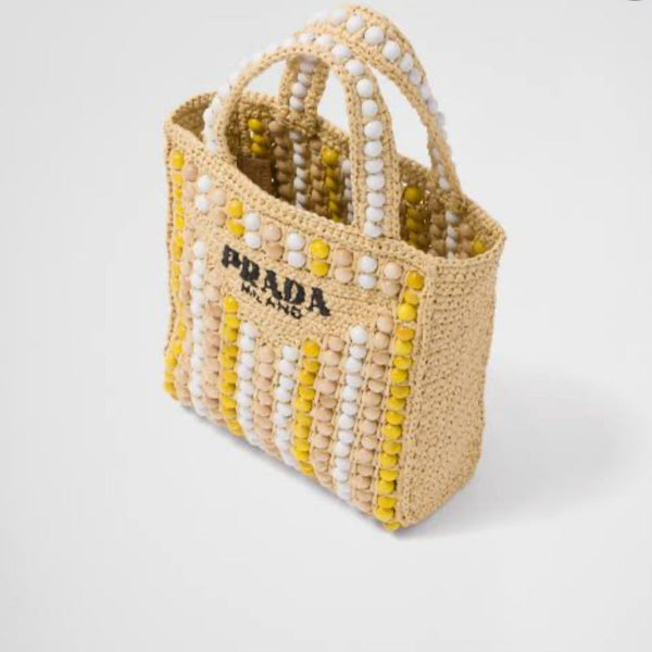 Imported Raffia & Wood Bead Tote