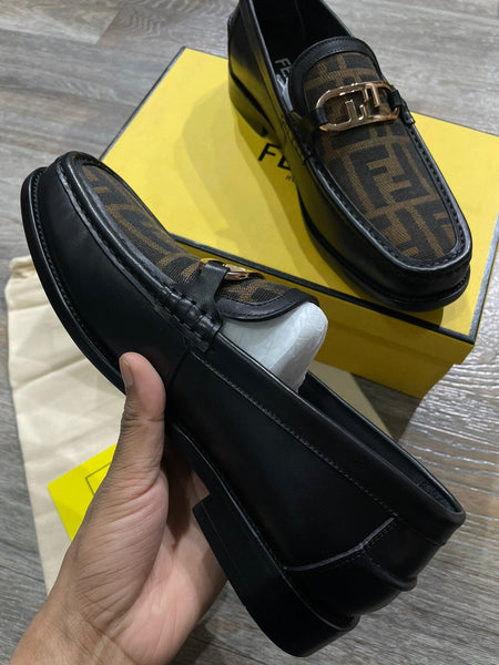 Black Leather O'Lock Loafers