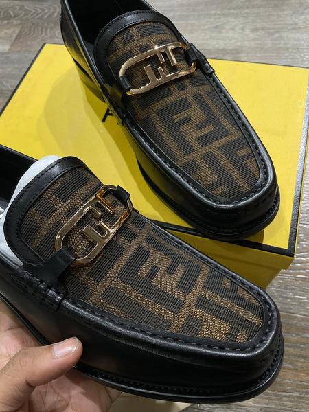 Black Leather O'Lock Loafers