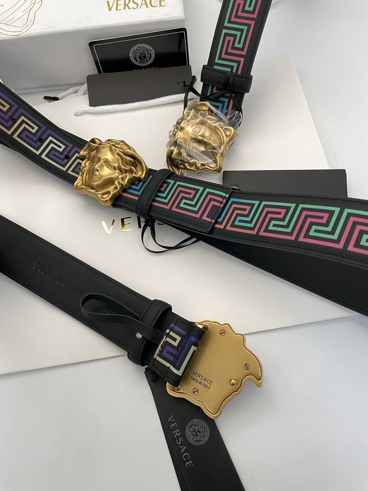 Medusa Greca Neon Print Belt