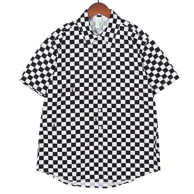 Checkerboard Print Short-Sleeve Shirt