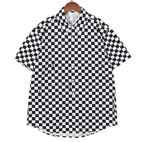 Checkerboard Print Short-Sleeve Shirt