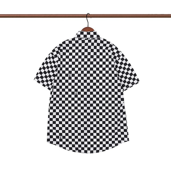 Checkerboard Print Short-Sleeve Shirt