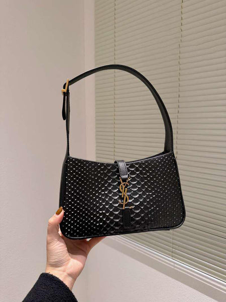 Mini Emboss Black Leather Bag