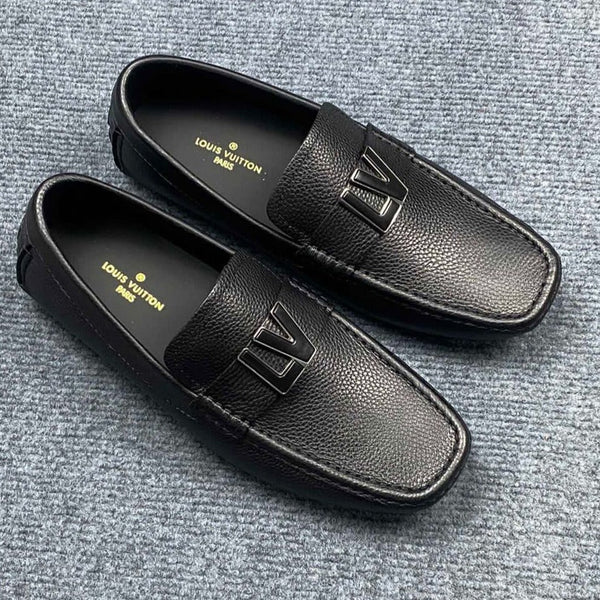 Black Classic Leather Loafers For Men