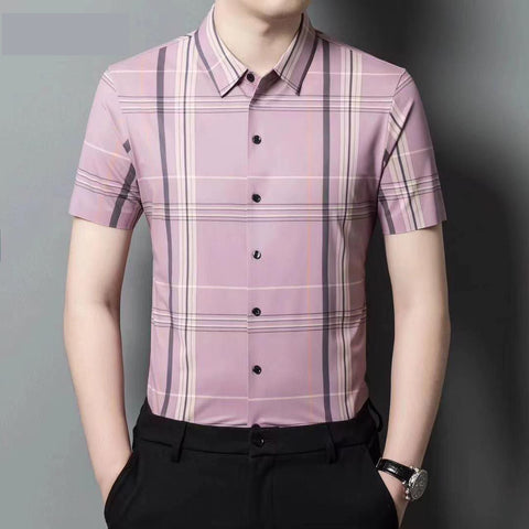 Big Checks Silky Stretchable Short Sleeve  Shirt