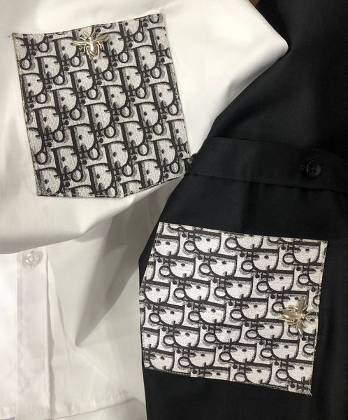 Initial Printed Pocket Formal Shirt For Men