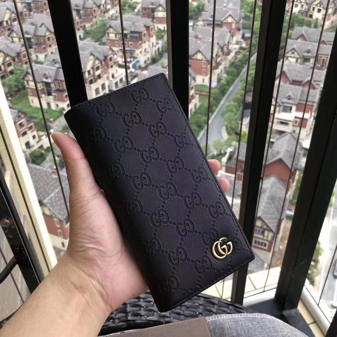 Embossed Black Leather Wallet