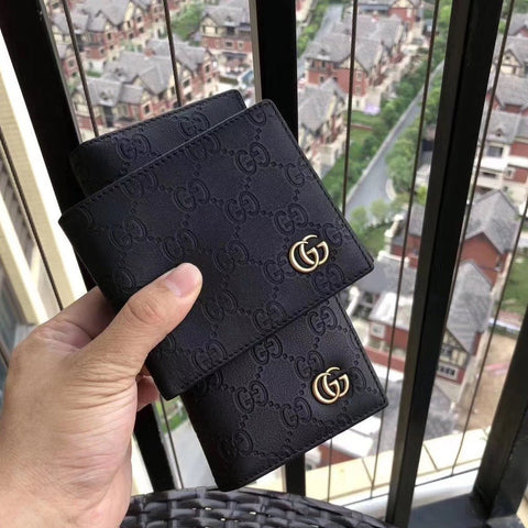 Embossed Black Leather Wallet