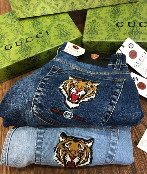 Tiger Embroidery Denim For Men