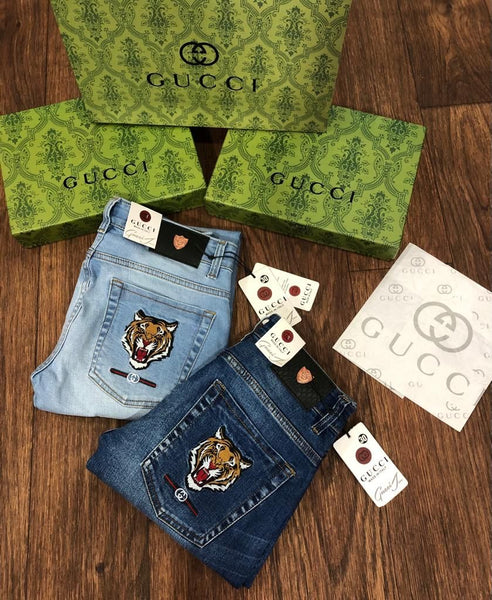 Tiger Embroidery Denim For Men