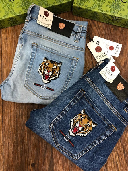 Tiger Embroidery Denim For Men