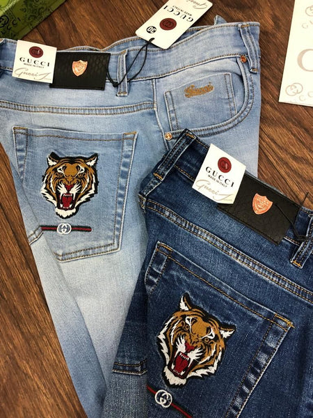 Tiger Embroidery Denim For Men