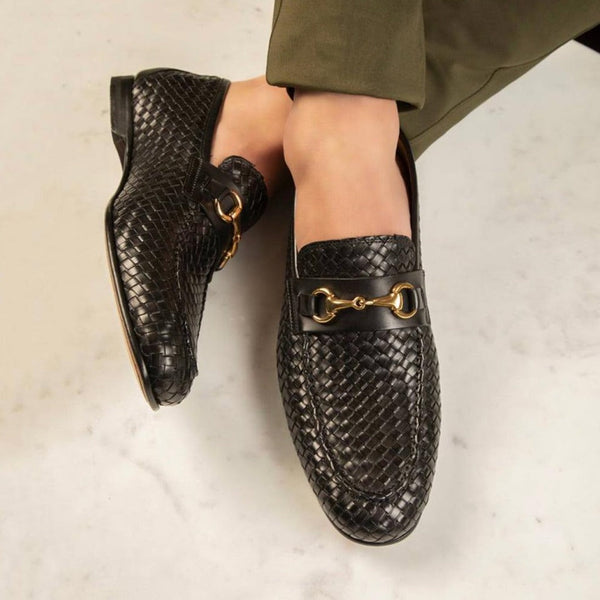 Latest Woven Leather Horsebit Loafer