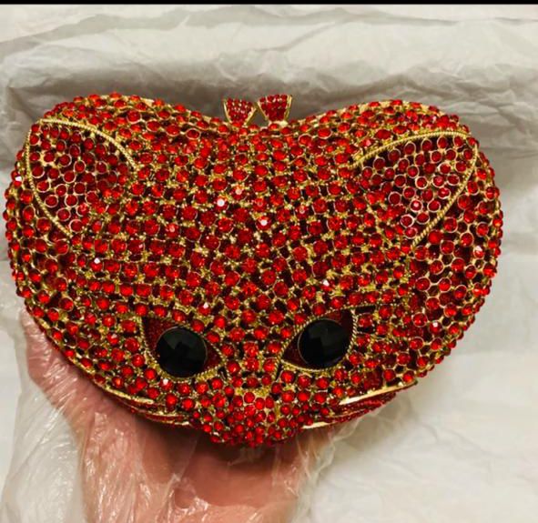 Red Fox Crystal Evening Bag